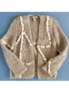 Vintage Gogo Bregante Raquel's Collection Wool Open Front Cream Marl Cardigan